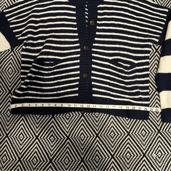 Madewell Navy and White Striped Button-Front Cardigan - Picture 5 of 9